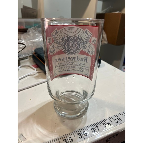 Vintage Budweiser Beer Logo 12oz Footed Drinking Glass Tumbler #I22 - Picture 3 of 9